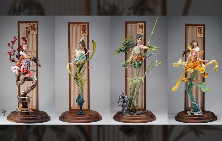 Chibi Collection Chinese Ladies - Plum, Orchid, Bamboo, and Chrysanthemum (Painted Version) Statue