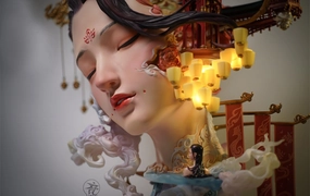 Summer Drunken Beauty - Flowery Pavilion (Painted Version) Statue Pop Art Vinyl Merchandise