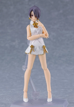 figma Female Body (Mika) with Mini Skirt Chinese Dress Outfit (White) Modern Living
