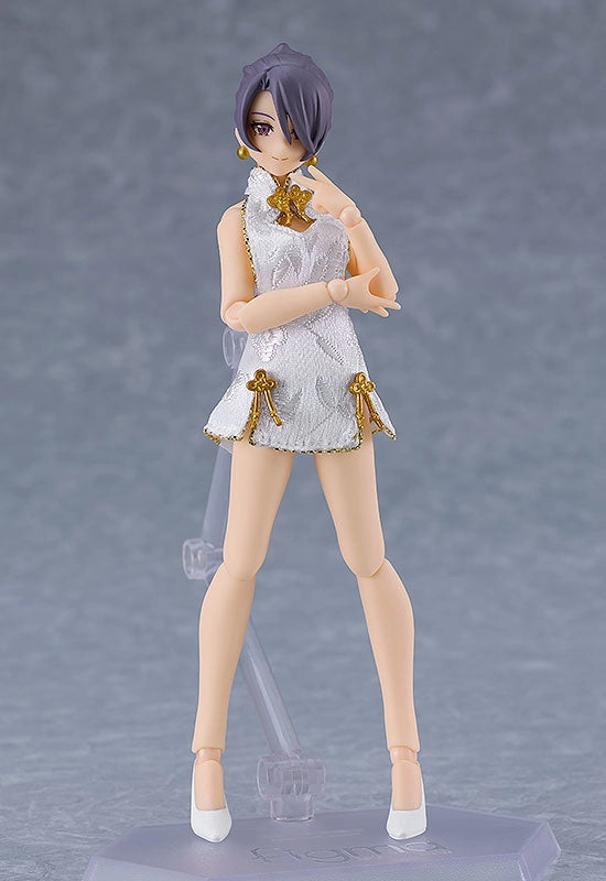 figma Female Body (Mika) with Mini Skirt Chinese Dress Outfit (White) Modern Living