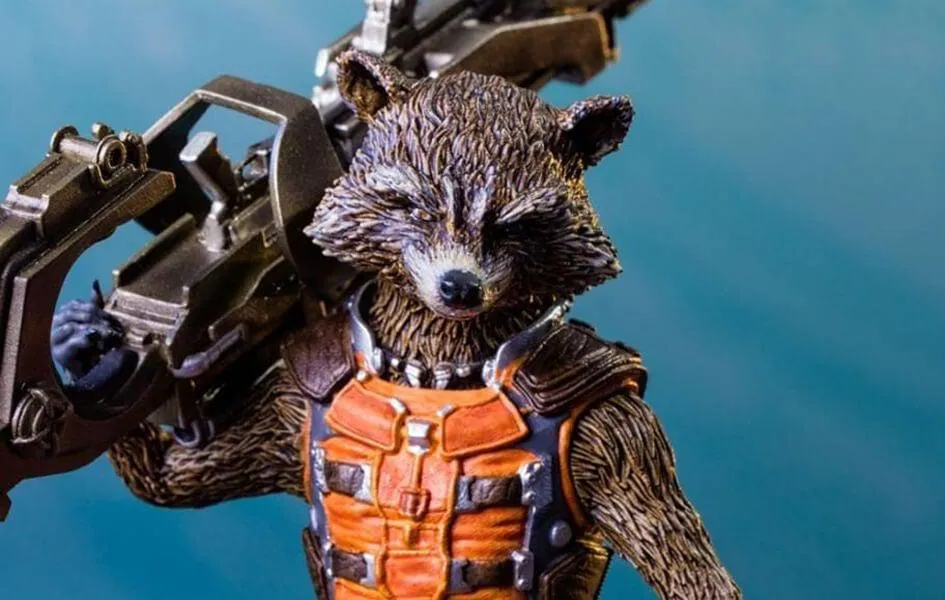 Complex Mechanics Competitive Scene Rocket Raccoon 1/10 Scale Statue by Iron Studios