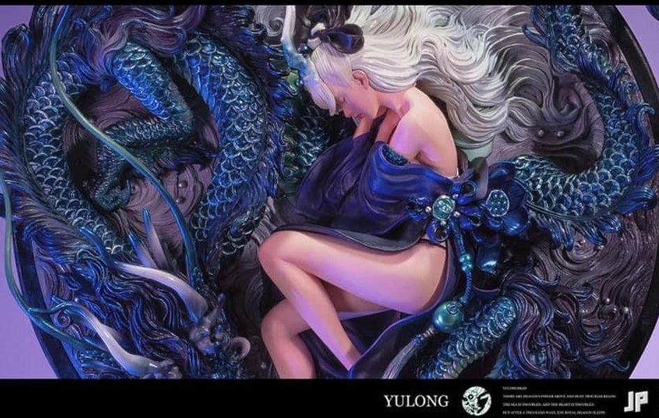 Sleeping With Dragon Deep Blue Statue Fabric Figure Fantasy Collectible