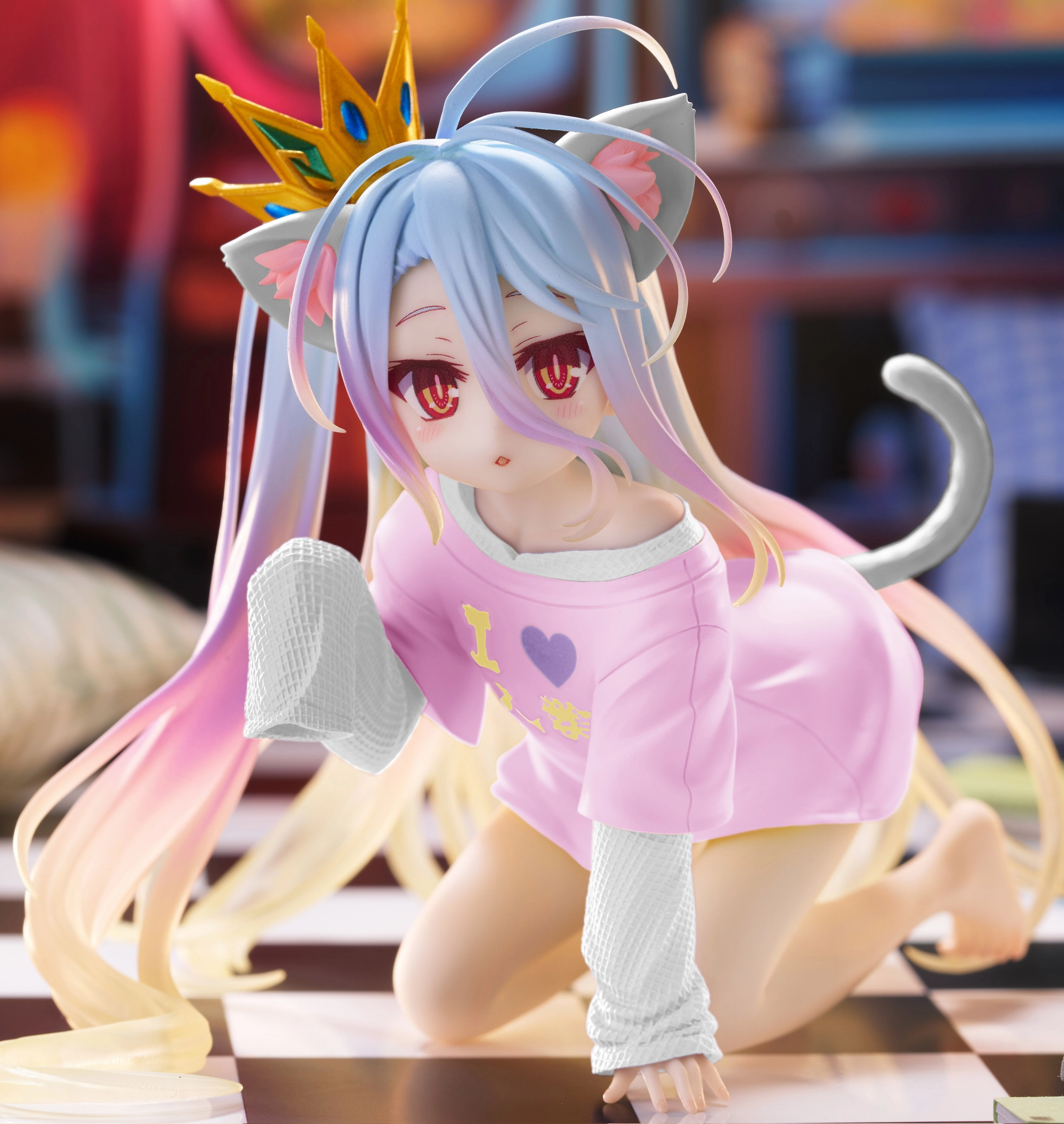 Gaming Object Brand Collaboration No Game No Life Desktop Cute Figure - Shiro Cat Ear Shirt Ver.